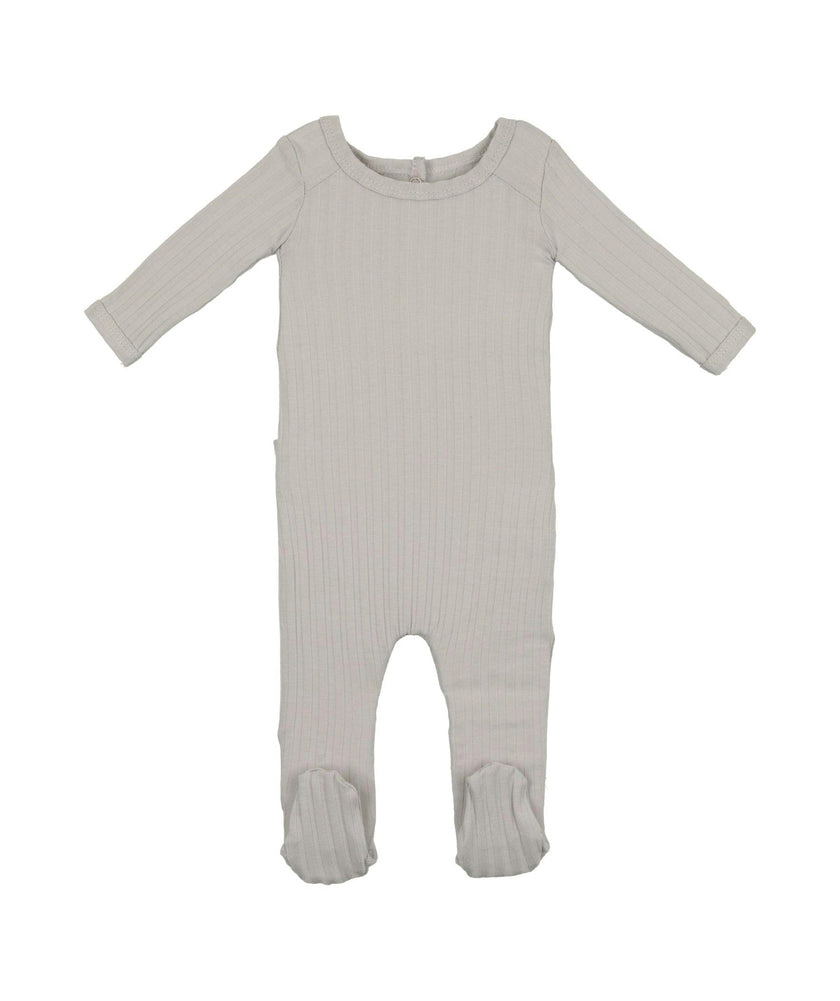 Ribbed Fine Cotton Footie Dusty Grey