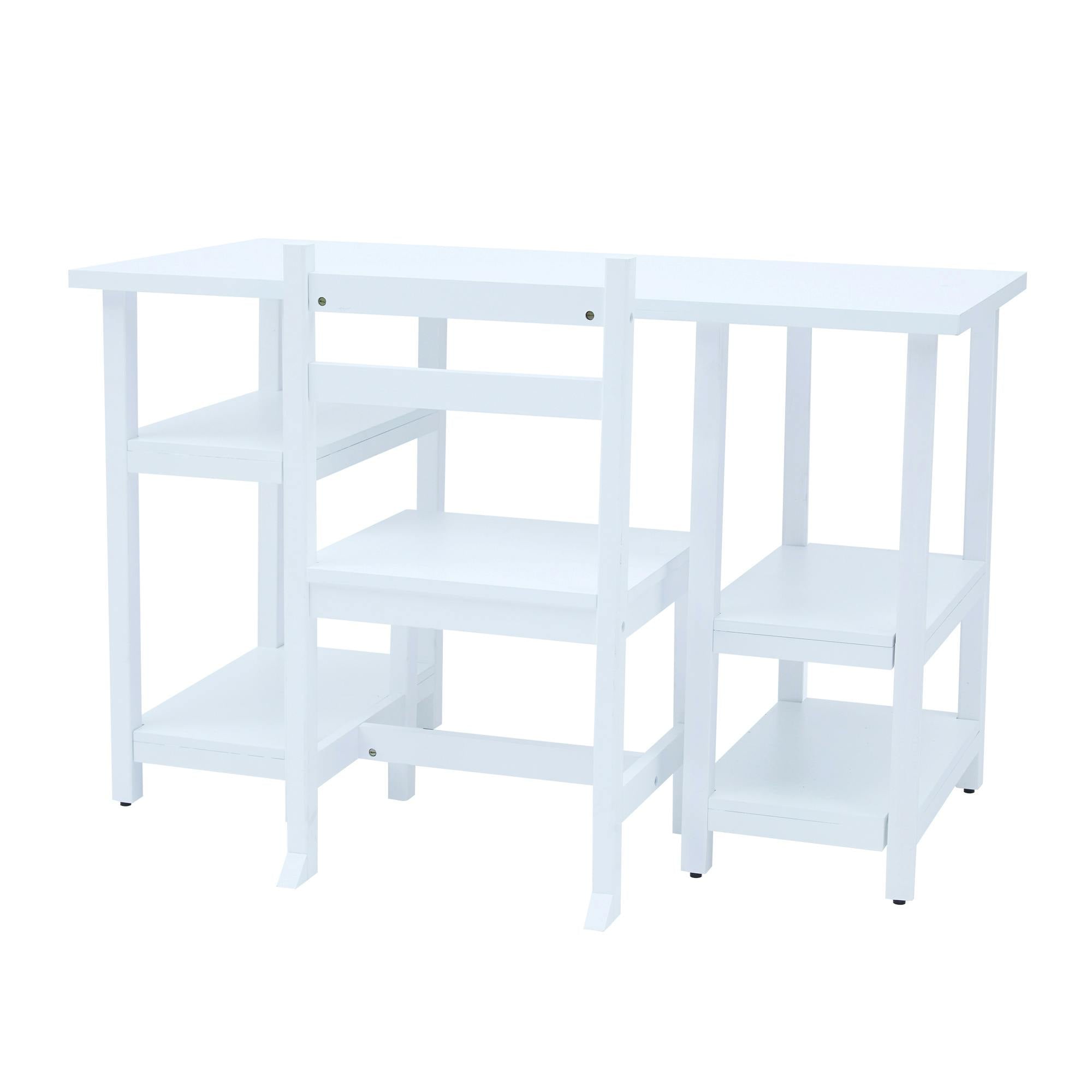 Wooden Desk & Chair Set with 4 Storage Shelves