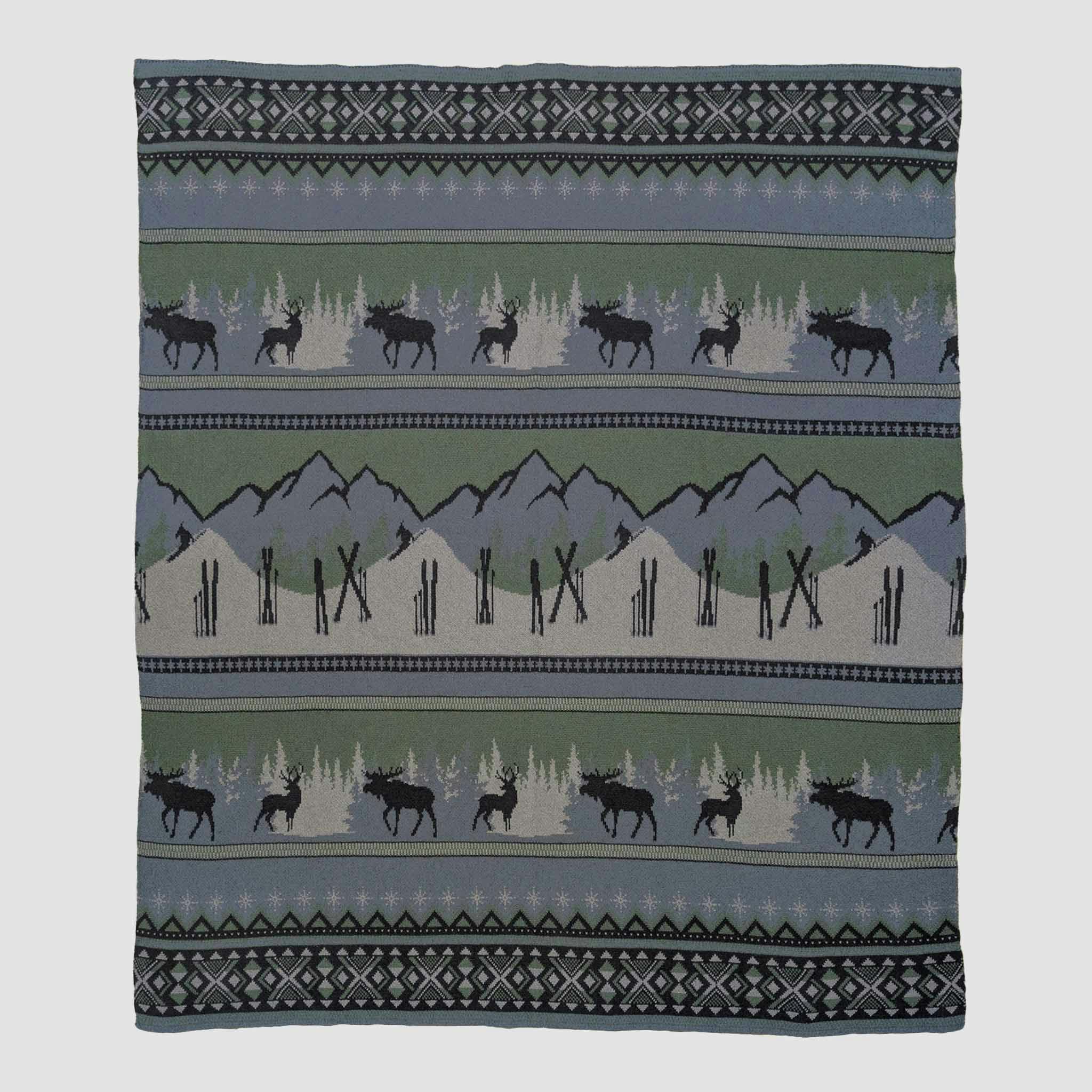 Cotton Sustainable Knit Throw Blanket | Mountain Fair Isle