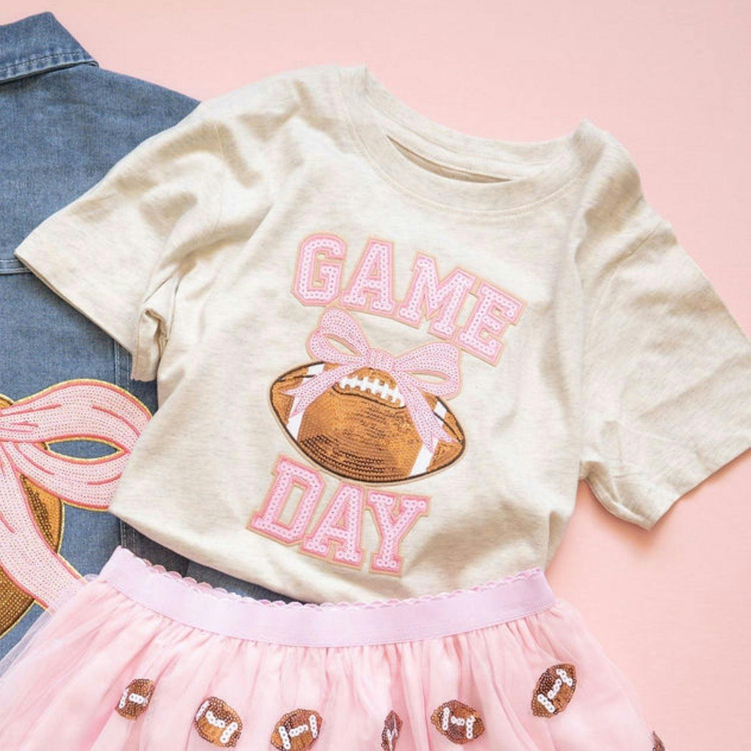 Game Day Sequin Patch Short Sleeve T-Shirt
