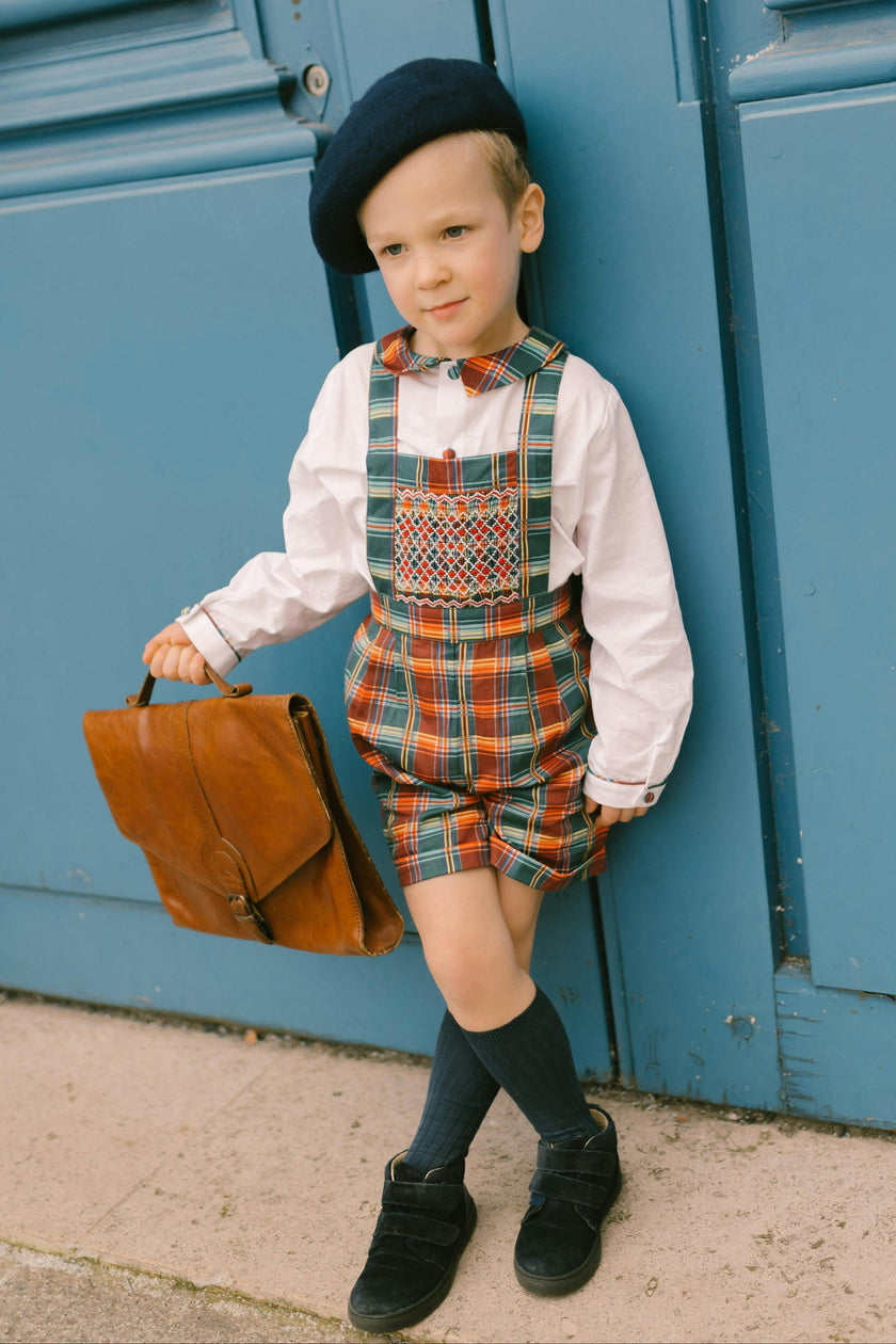 GEORGE TARTAN ROUGE OVERALLS SET