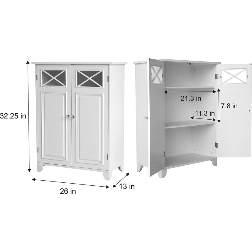 Dawson Wooden Floor Cabinet with Cross Molding and 2 Doors