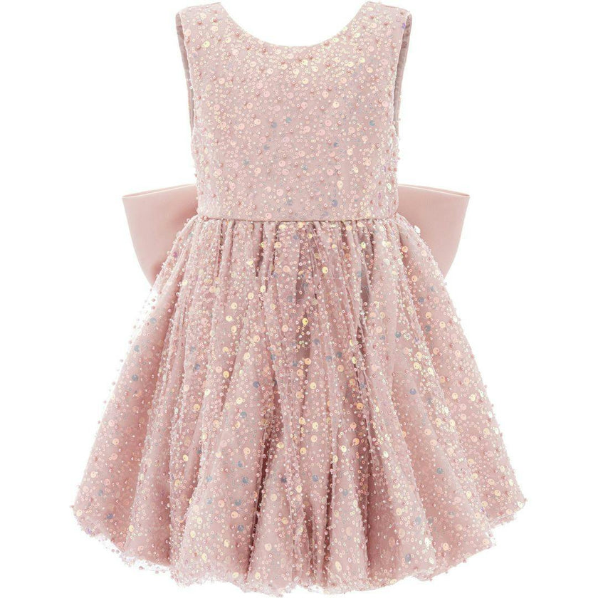 Pink Peach Ainsley Sequin Bow Dress