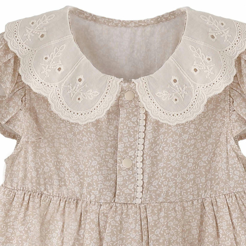 Cream Floral Tiered Dress