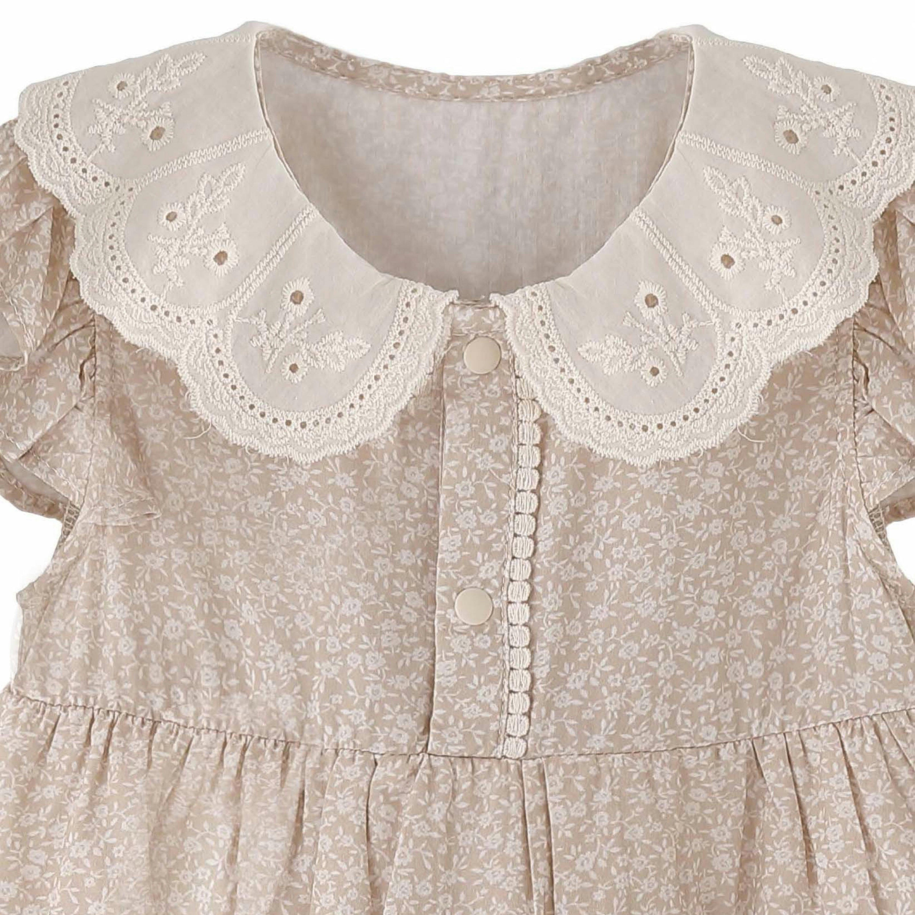 Cream Floral Tiered Dress
