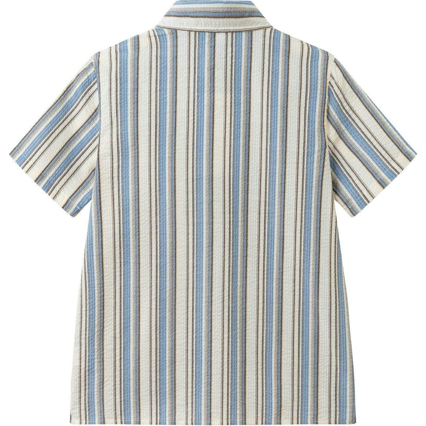 Big Kid Boys Puckered Stripes Buttondown | Blue Stripe