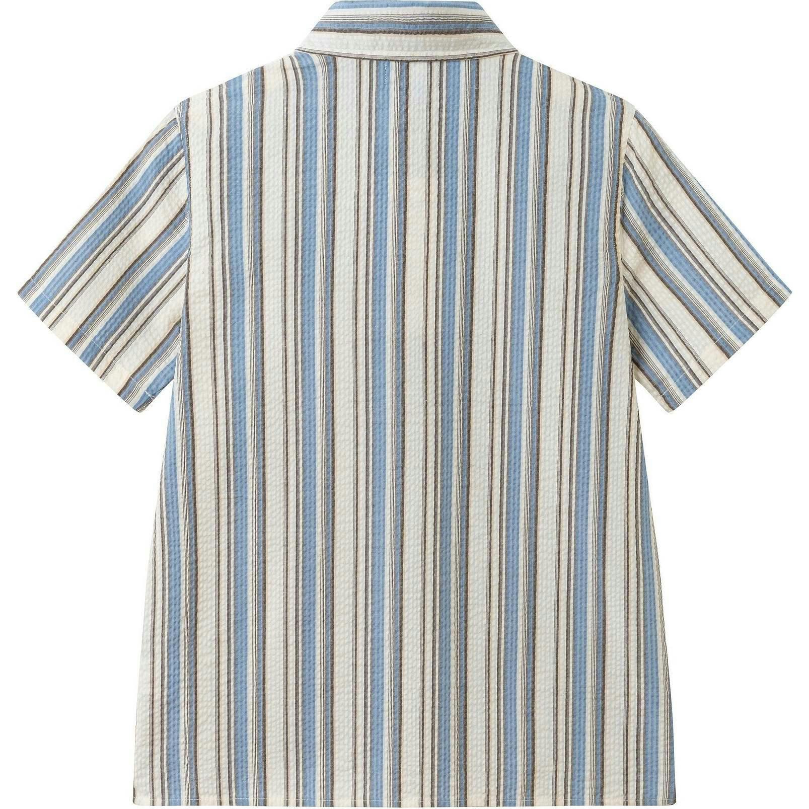 Big Kid Boys Puckered Stripes Buttondown | Blue Stripe
