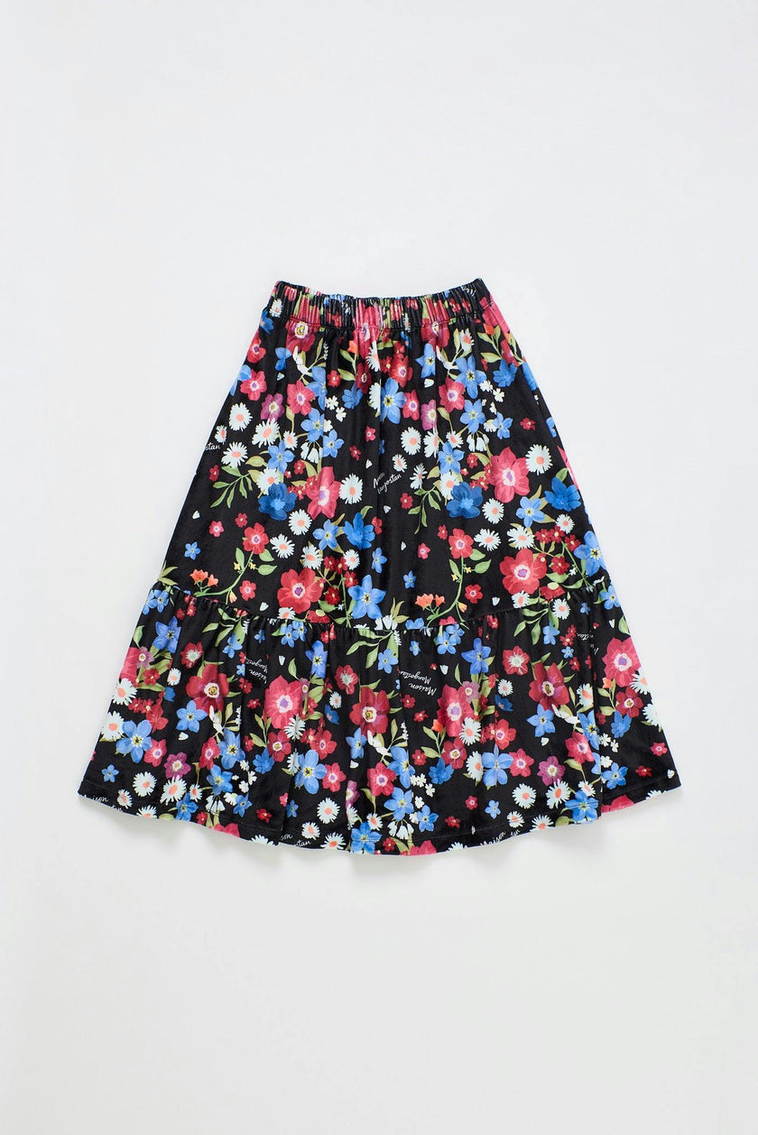 FLORECITAS VELVET SKIRT BLACK