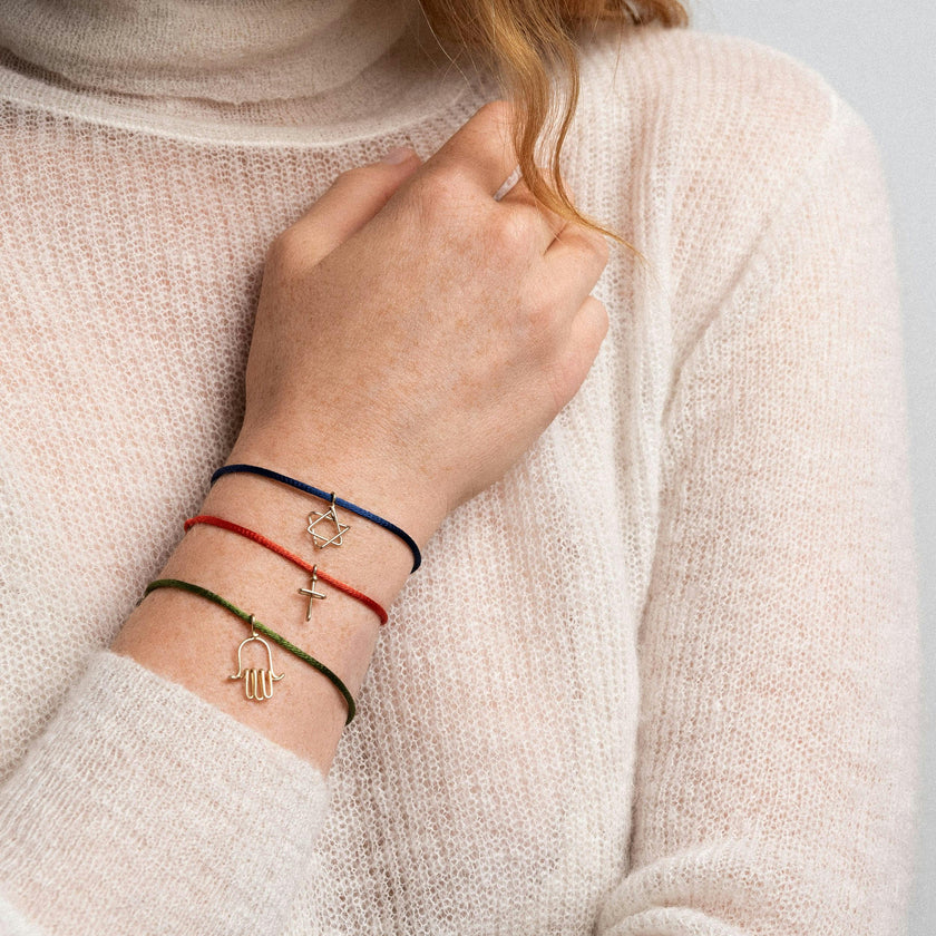 Symbolic Star of David Cord Bracelet, 14k Gold-Filled