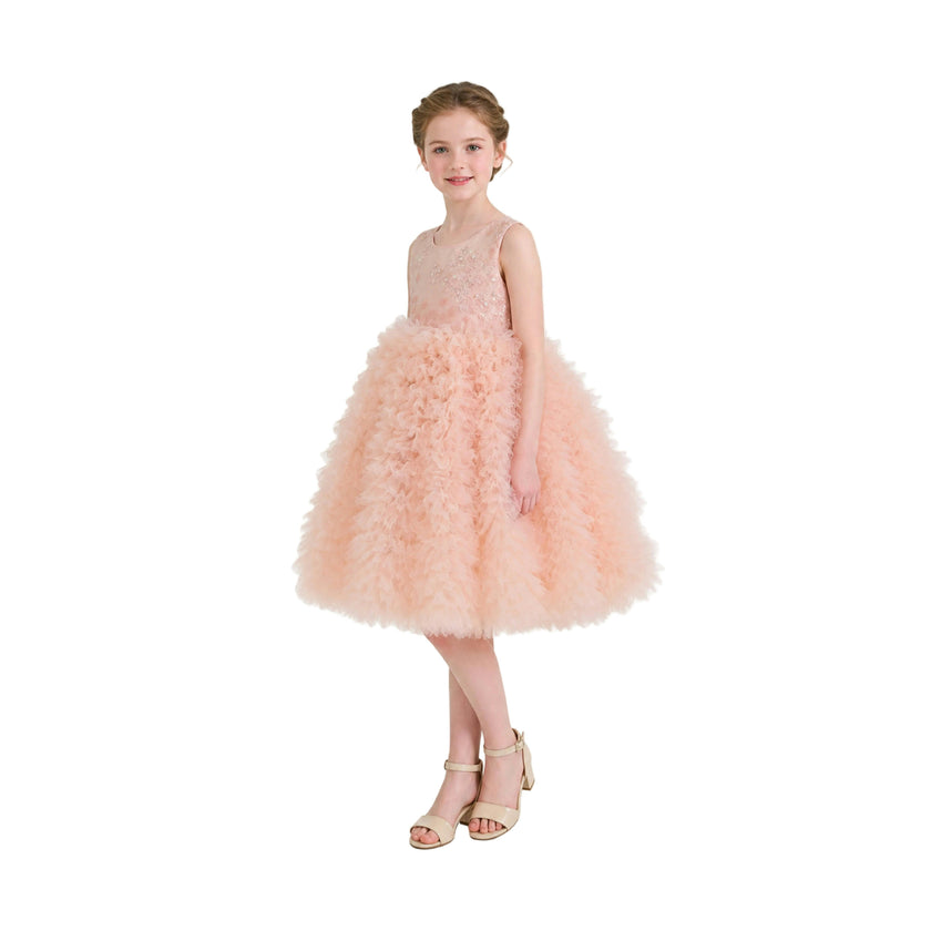 Pink Beatrice Ruffled Tulle Dress