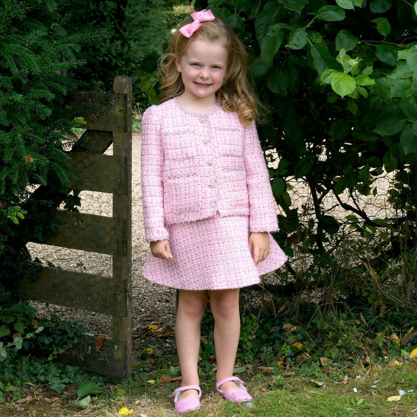 Pink Tweed Jacket and Skirt Set