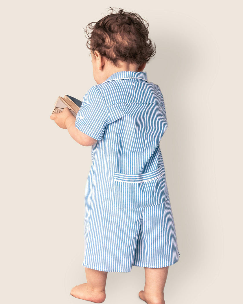 Baby's Twill Summer Romper in French Blue Heritage Stripe
