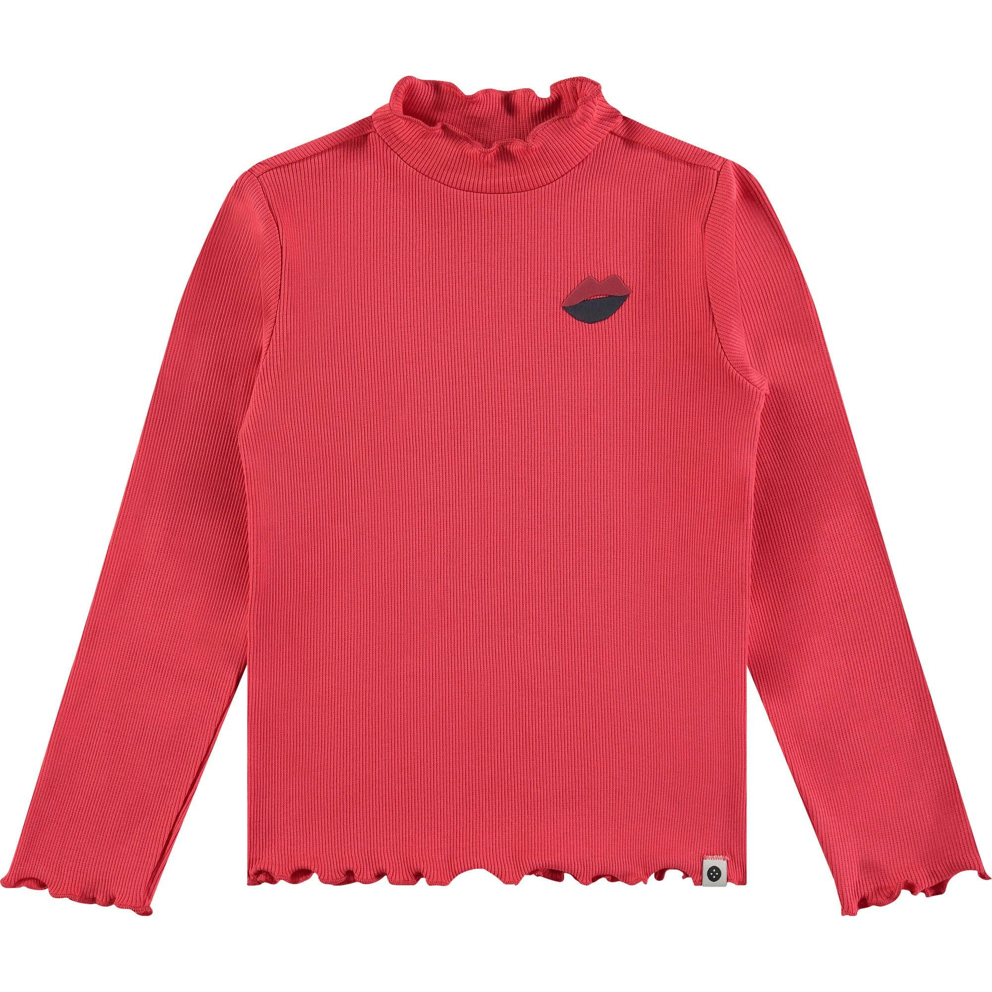 Ribbed Long Sleeve Lettuce Hem T-Shirt