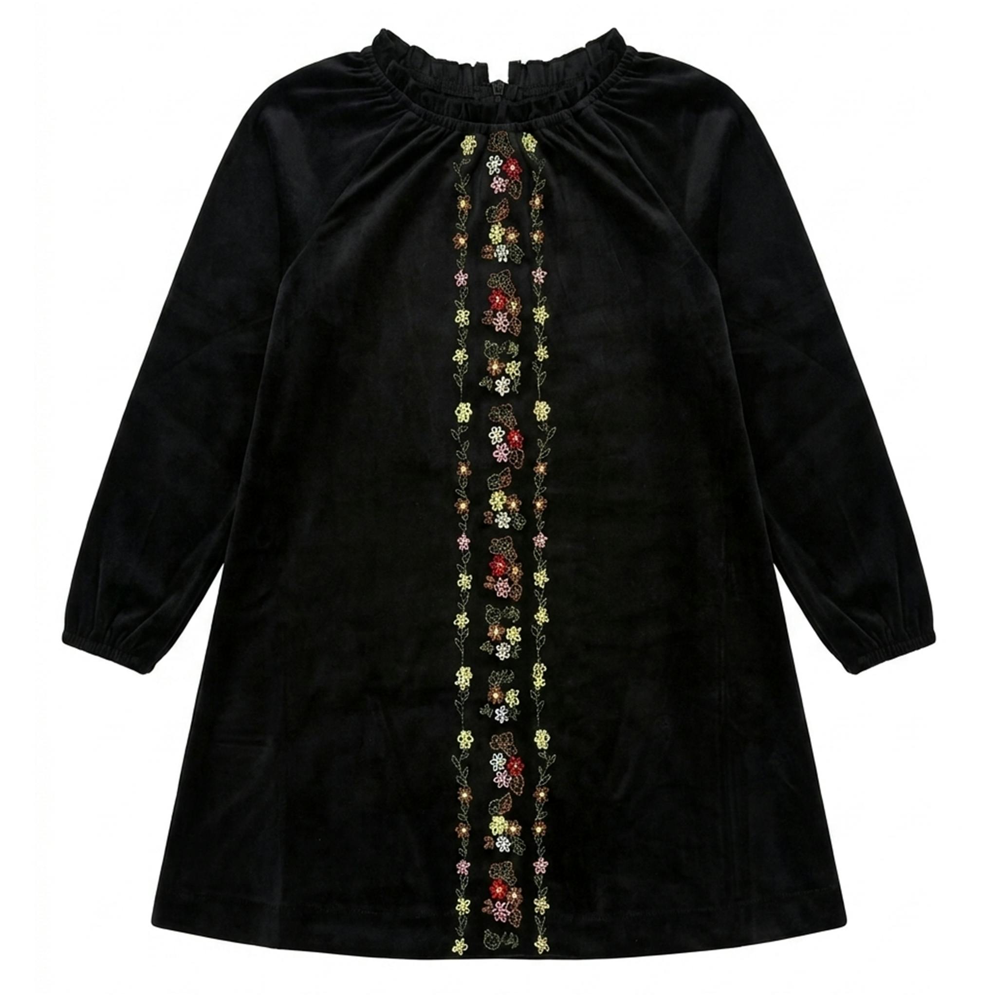 Velvet Floral Embroidery Dress