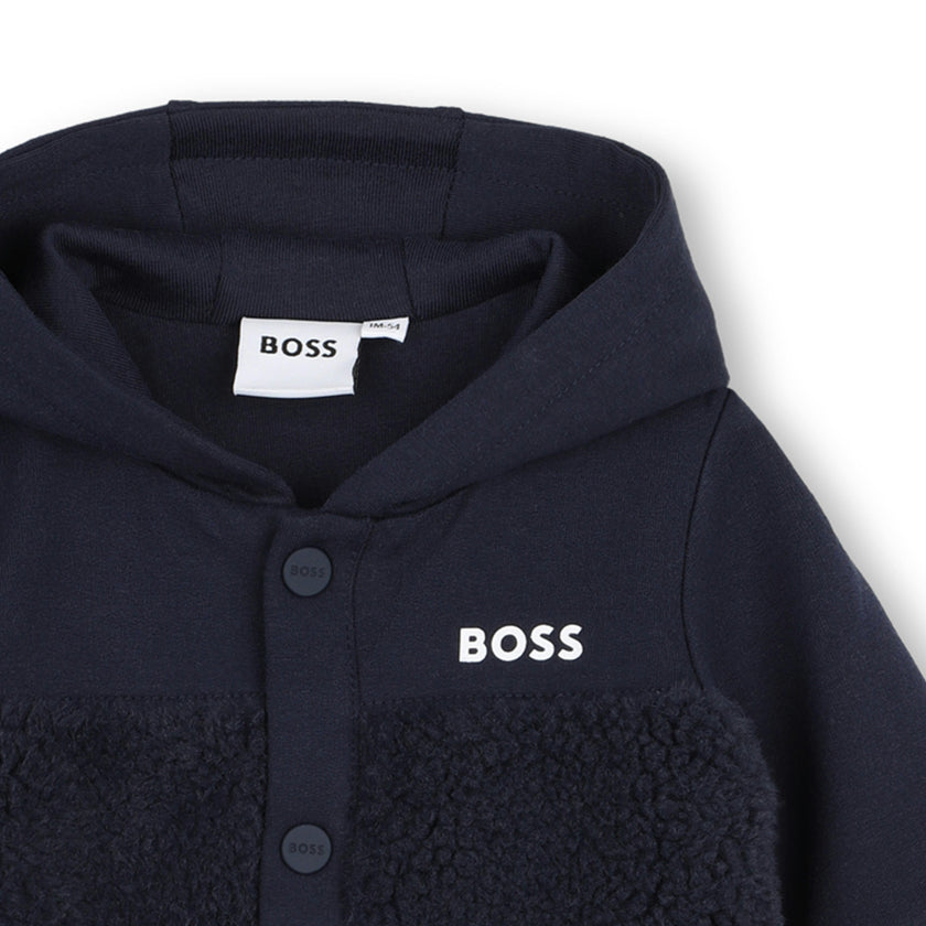 Navy Logo Baby Hooded Overall