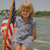 boys navy stripe french terry button up