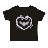 Rhinestone Bat Patch Halloween Short Sleeve T-Shirt