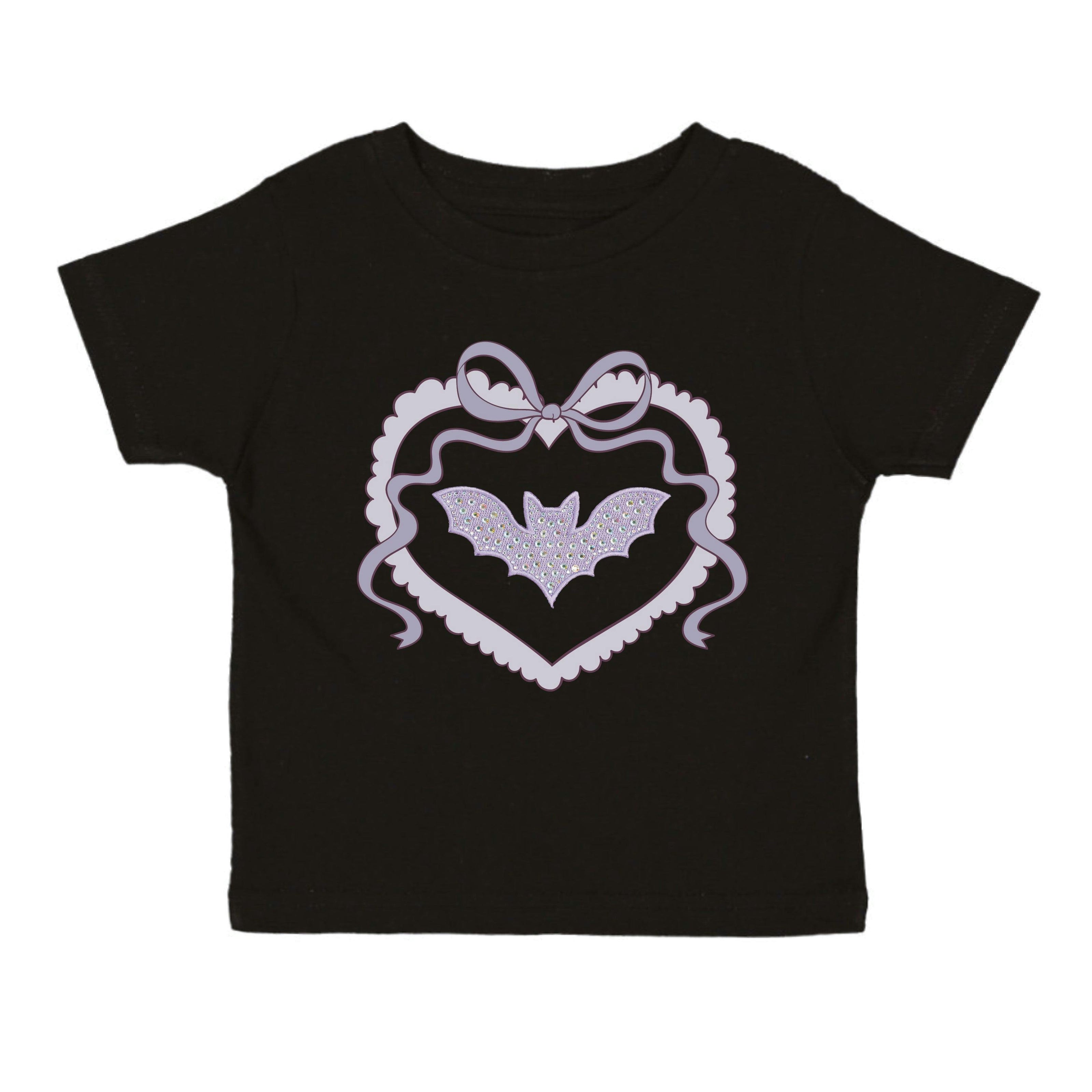 Rhinestone Bat Patch Halloween Short Sleeve T-Shirt