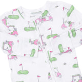 Golf Carts Pink - 2 Way Ruffle Back Zipper Footie
