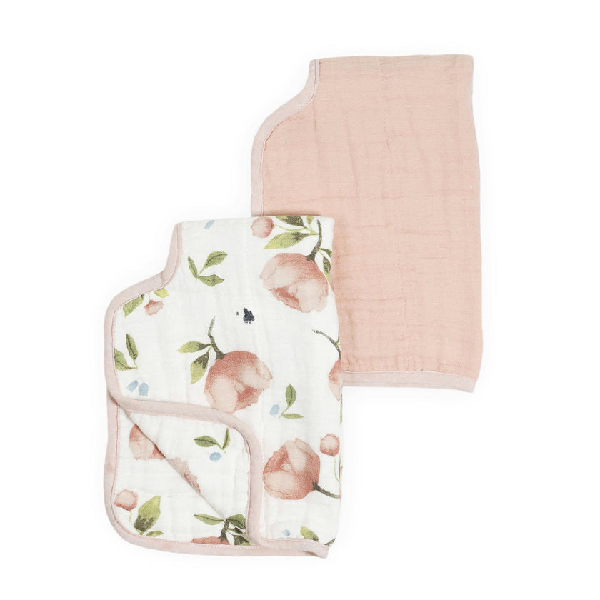 Organic Cotton Muslin Burp Cloth 2 Pack - Watercolor Floret + Rosie