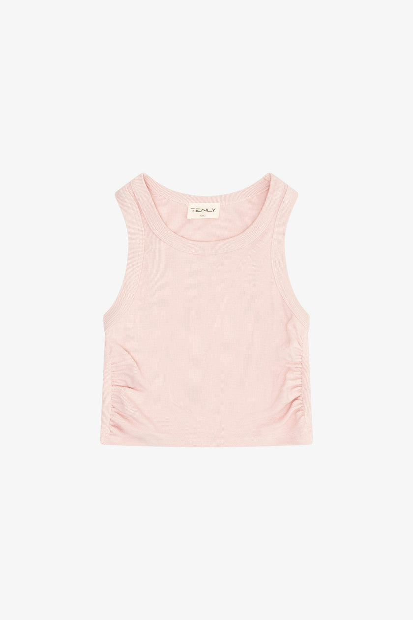 Rayon Rib Shirred Sleeveless Tank
