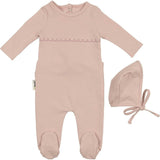 Embroidered Yoke Footie and Beanie Set