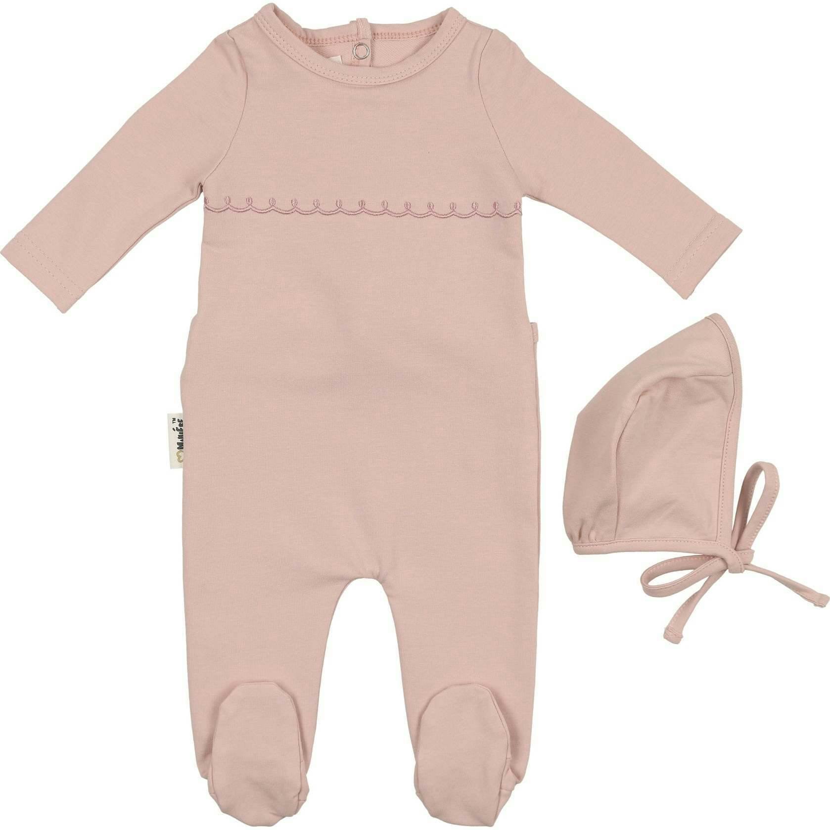 Embroidered Yoke Footie and Beanie Set