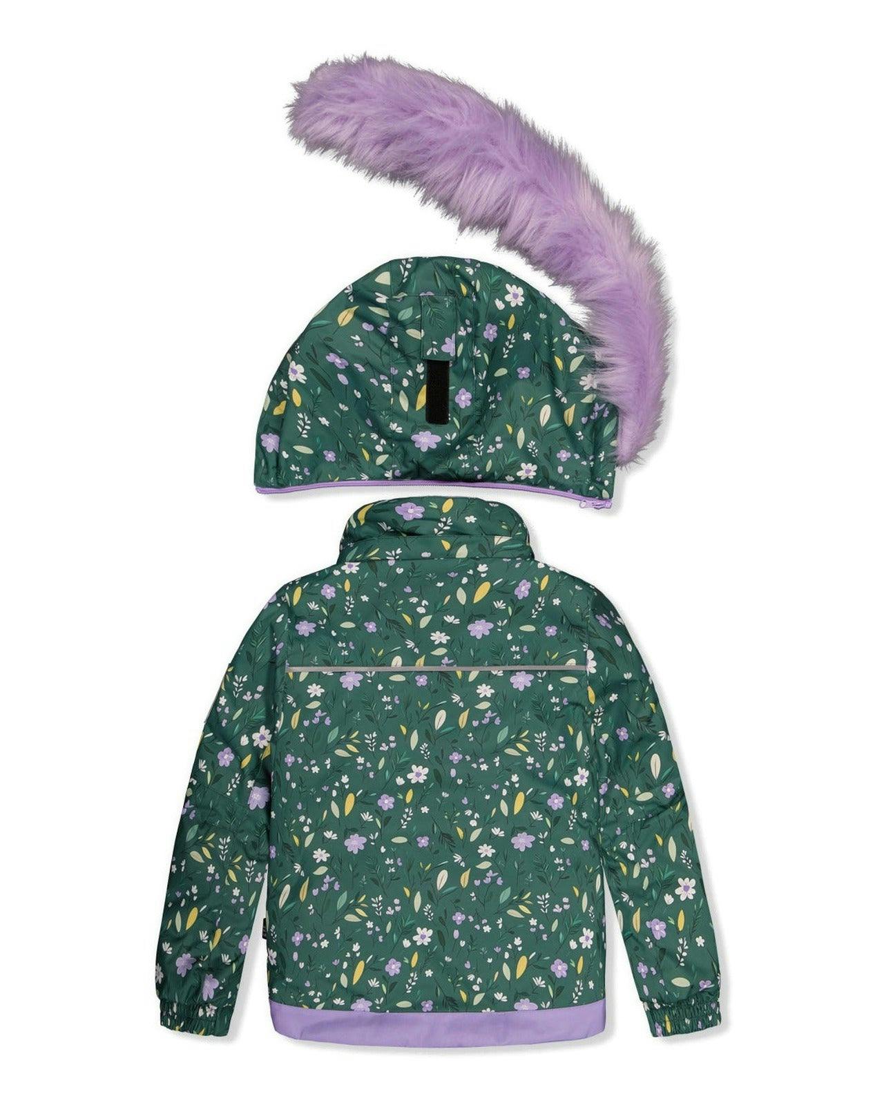 Two Piece Play Snowsuit Green Mini Flower Print