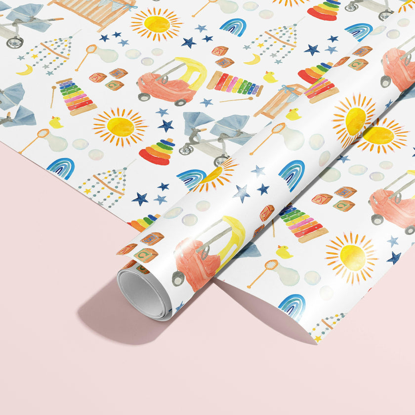 Baby Shower Icons Gift Wrap