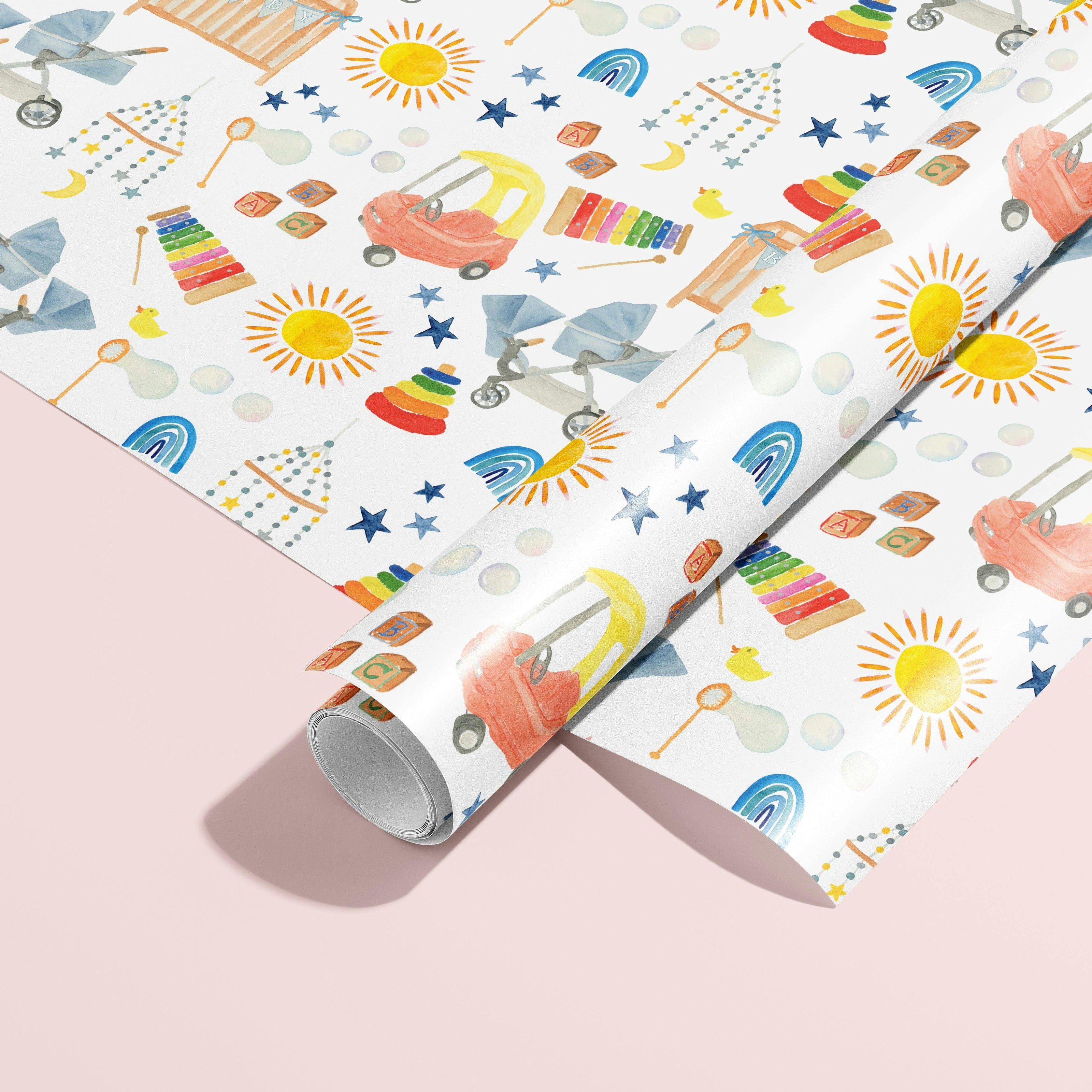 Baby Shower Icons Gift Wrap