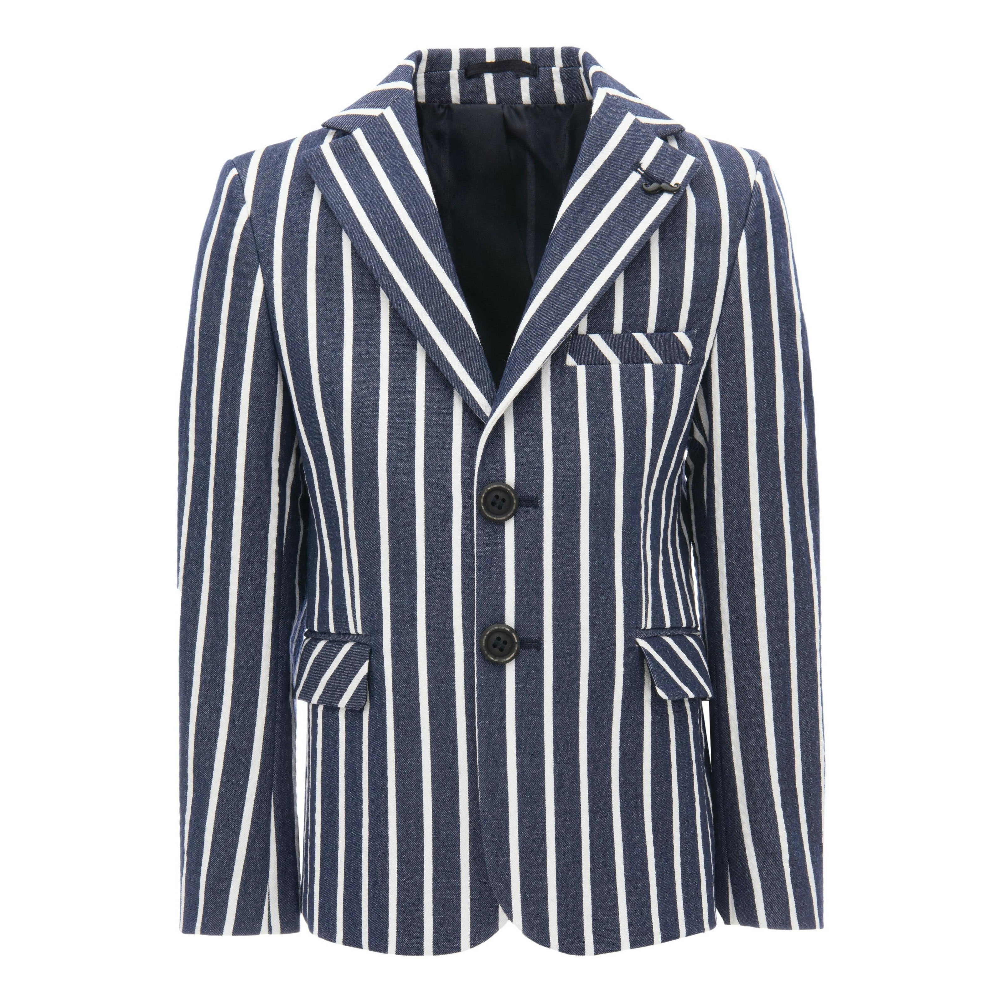 Navy Striped Embroidered Blazer
