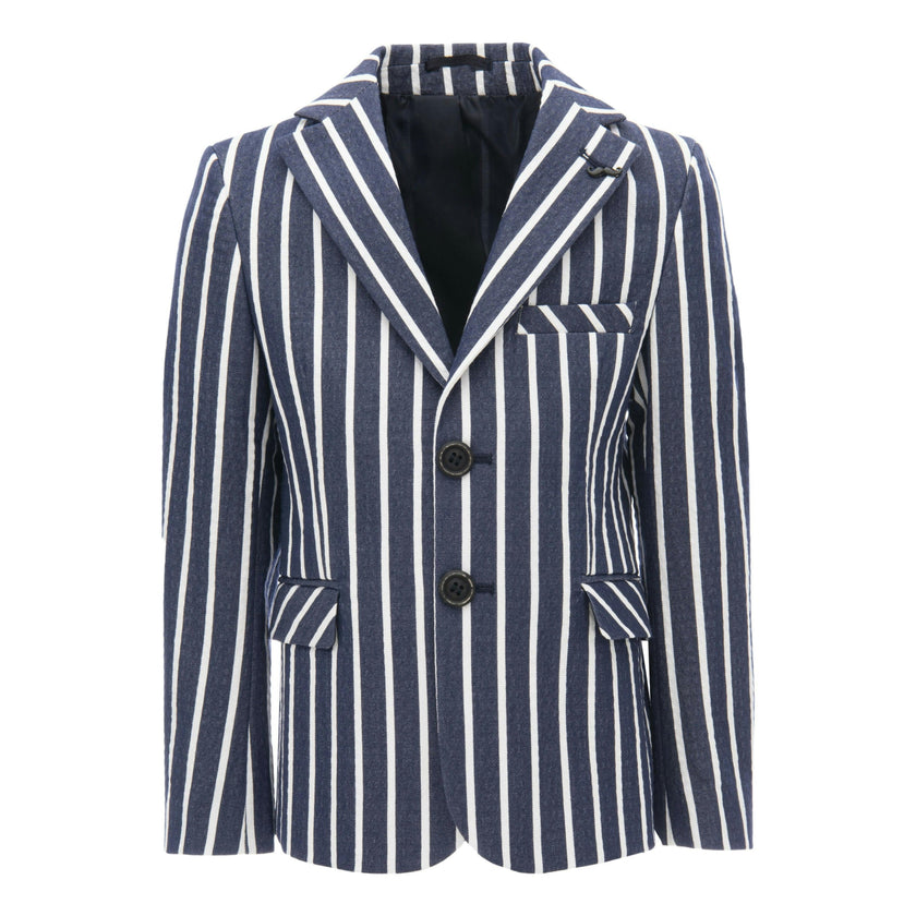 Navy Striped Embroidered Blazer