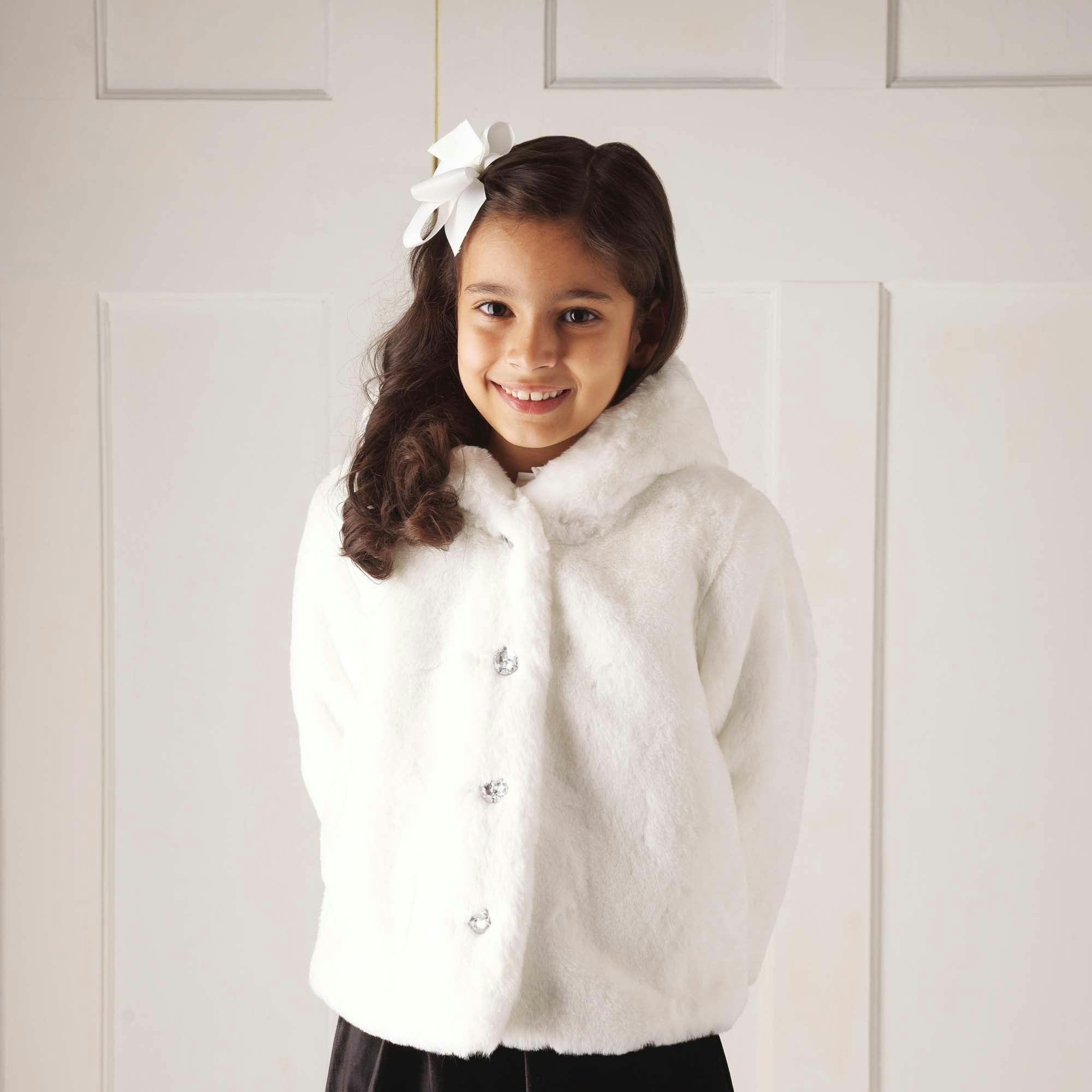 Girl's Faux Fur Short Hooded Coat