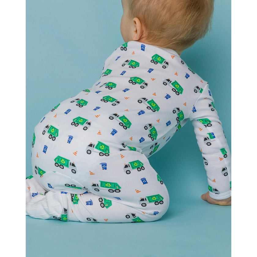 The Organic Zipper Footie [Recycling Trucks]