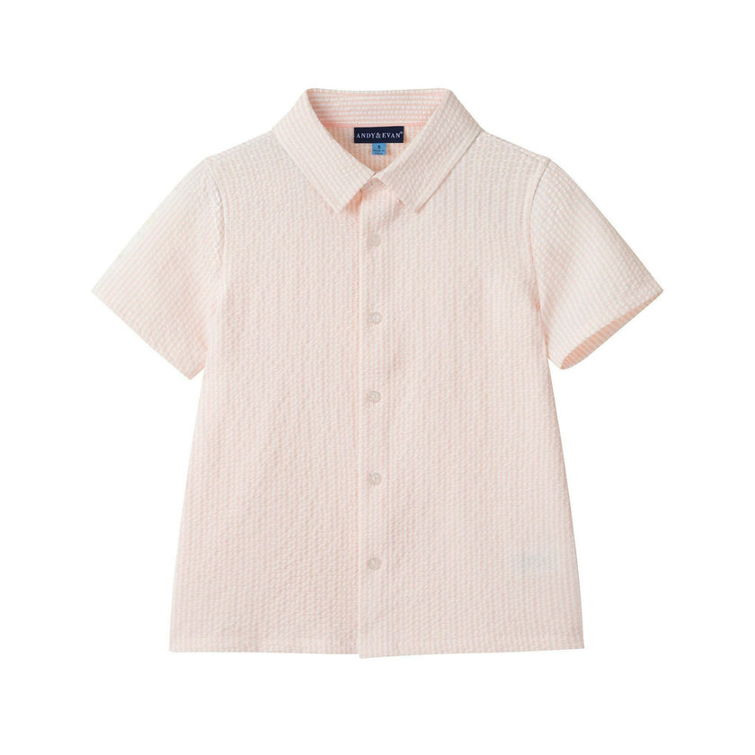 Boys Puckered Buttondown & Shorts Set | Coral Breeze
