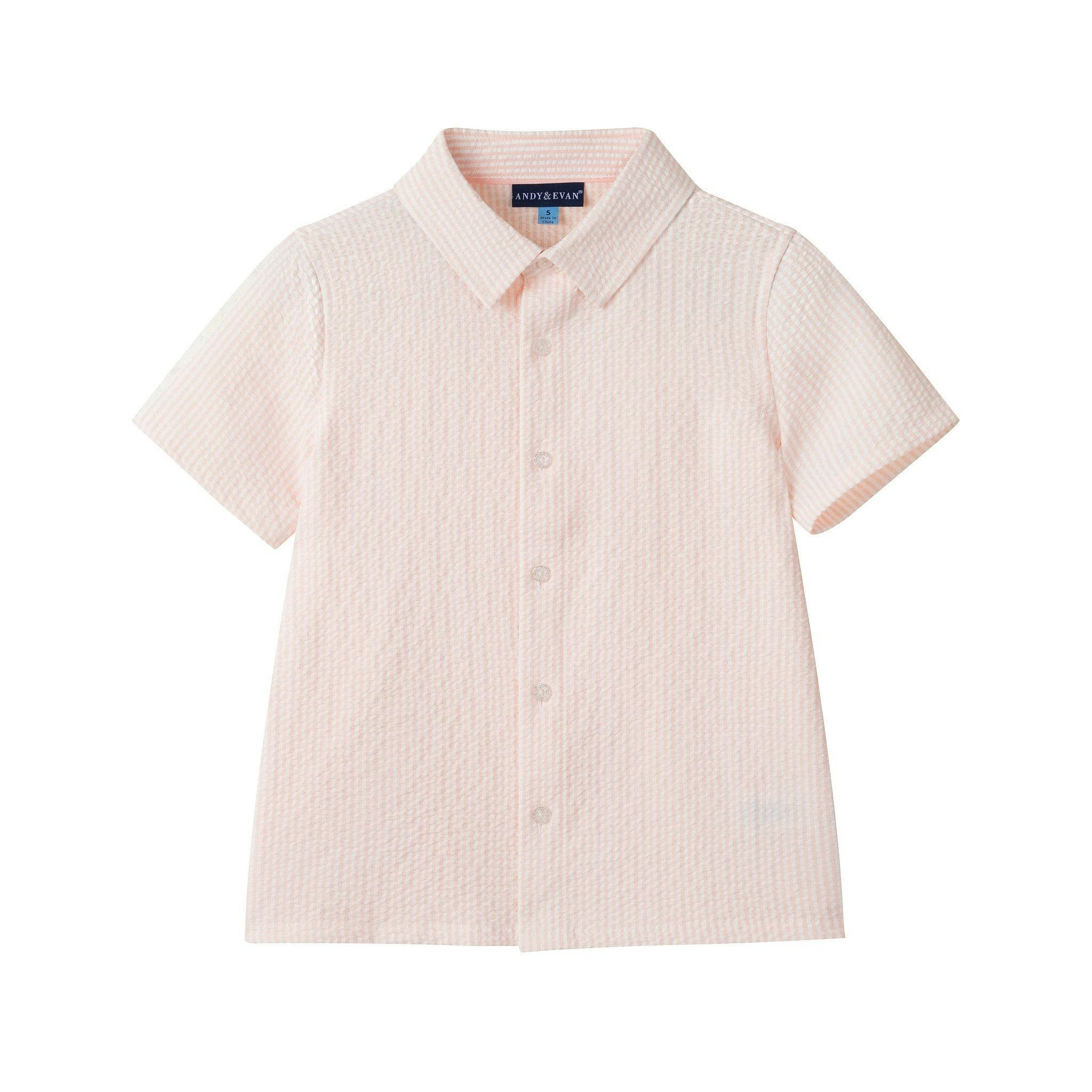 Boys Puckered Buttondown & Shorts Set | Coral Breeze