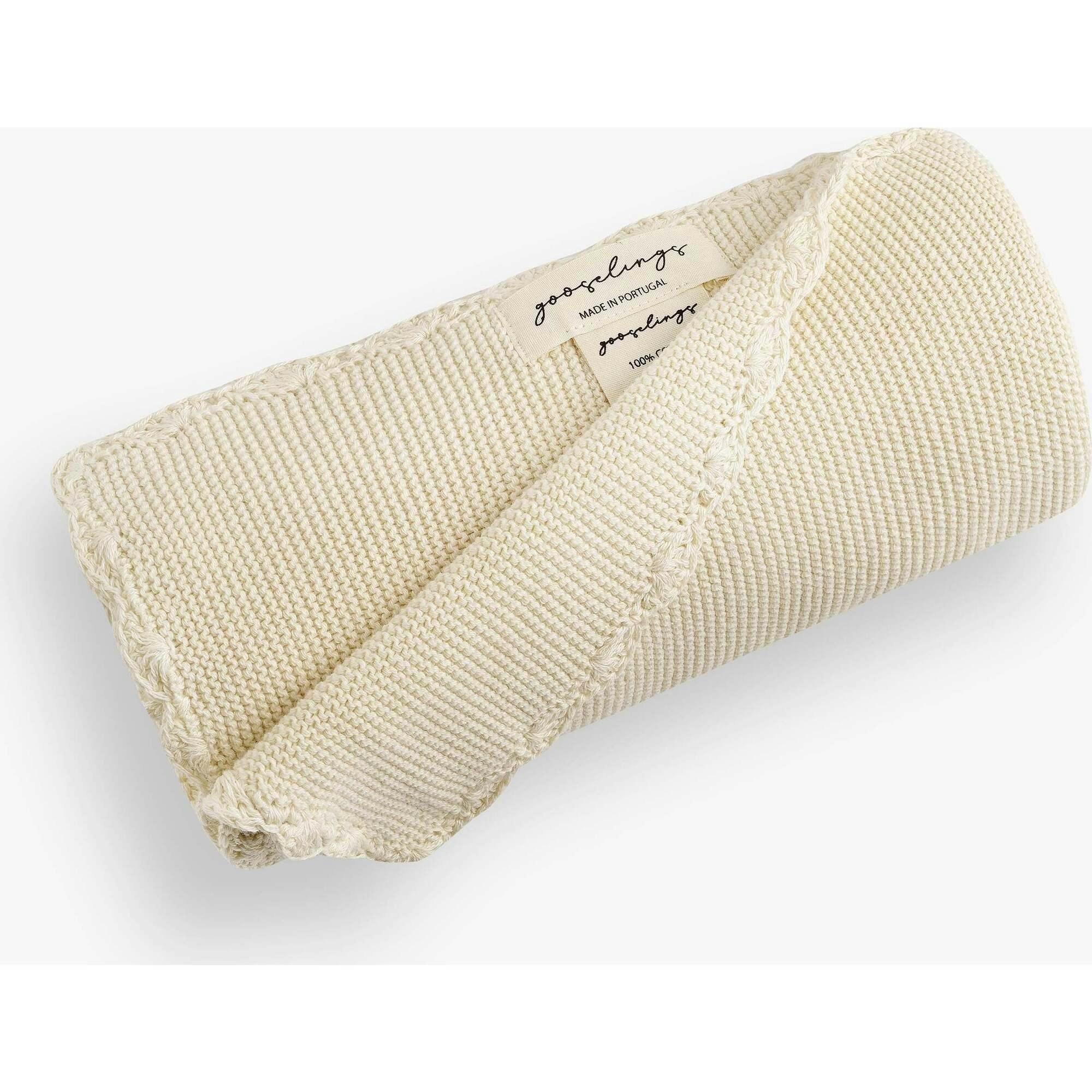 Cotton Knit Blanket, White