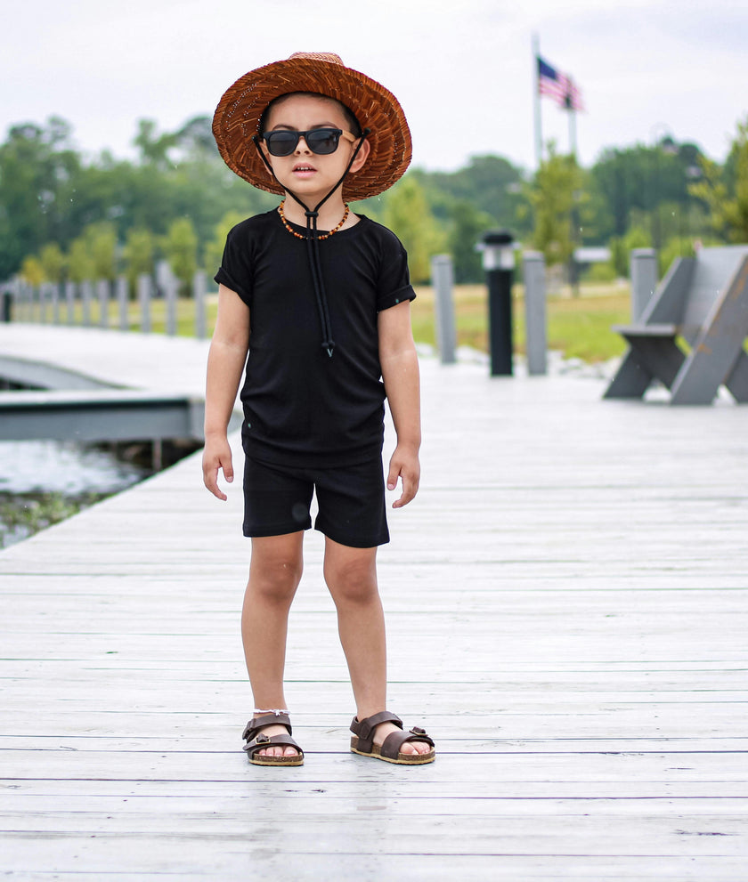 Midnight Ribbed 2 Piece Shorts Set