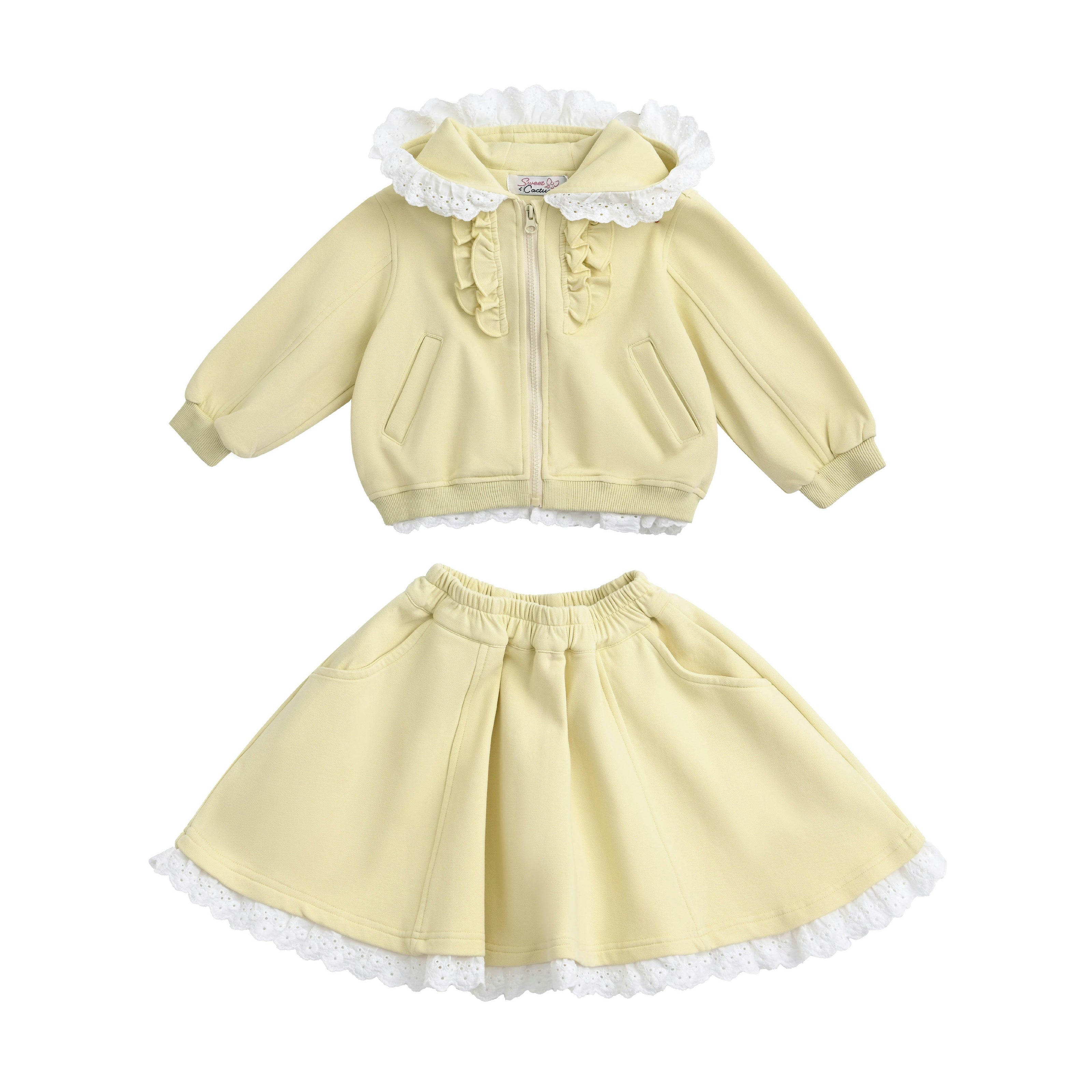 Light Yellow Ruffle Skirt Set