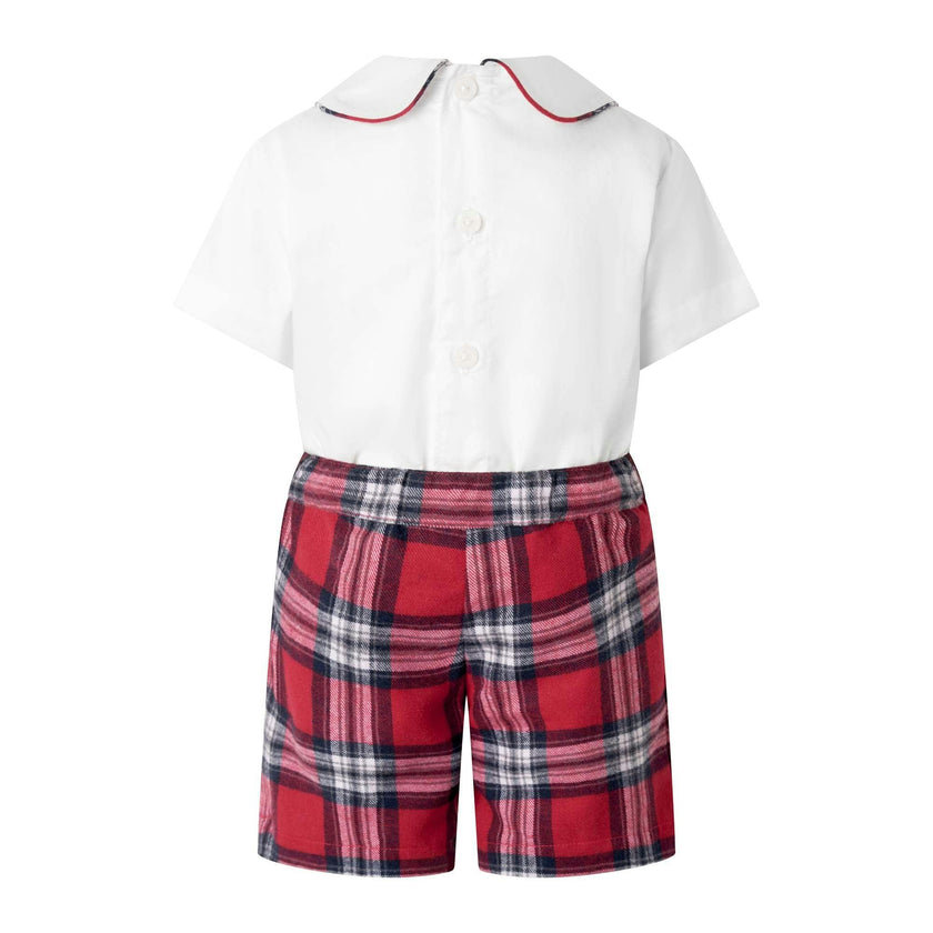 Red Tartan Short Romper Set