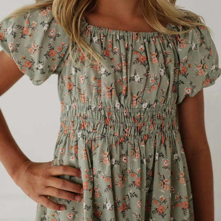 Peasant Bubble Sleeve Dress Isabella Paisley