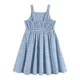 Tween Girls Floral Printed Dress W. Back Cutout | Blue Floral