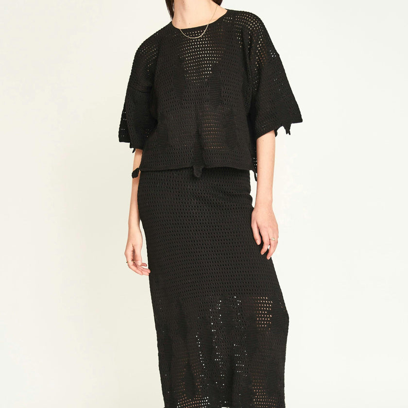 Lokaro Pointelle Skirt in Black