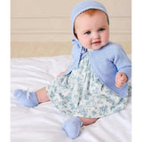 Audrey Toile Capped Sleeve Hand Smocked Dress with Bloomers in Blue (3-12mths)
