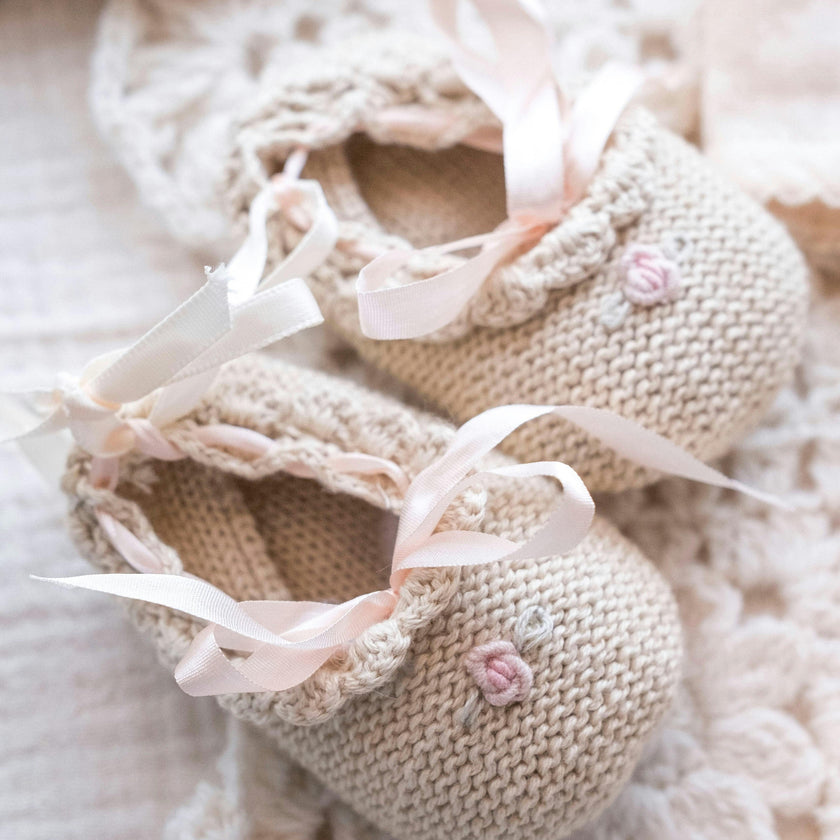 Roses Ballerinas in Ecru