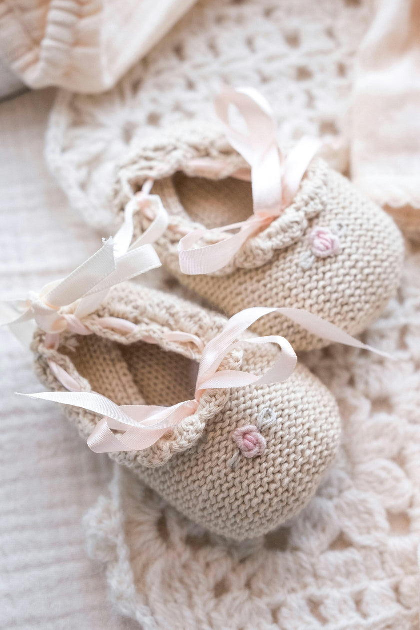 Roses Ballerinas in Ecru