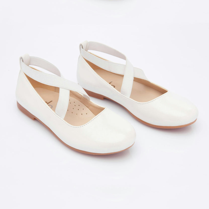 White Satin Ballerina Flats