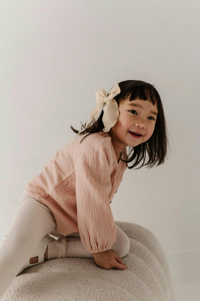 Girls Cotton Gauze Blouse in Blush