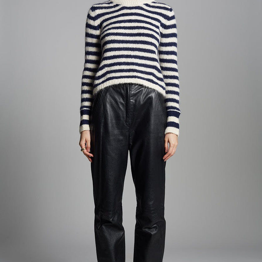 AVA STRIPE SWEATER | IVORY + NAVY
