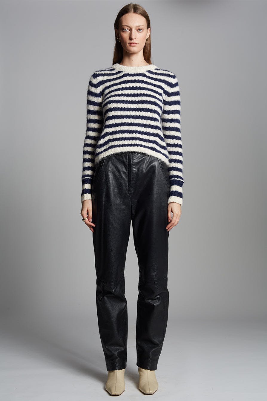 AVA STRIPE SWEATER | IVORY + NAVY